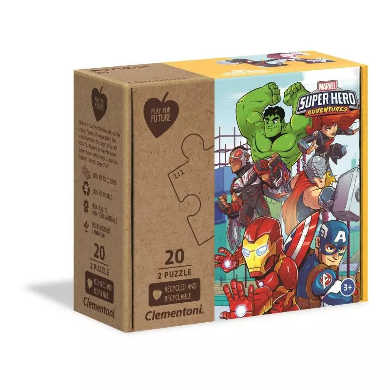 MARVEL SUPERHERO PUZZLE 2W1 20 ELEMENTÓW 3+ - Clementoni