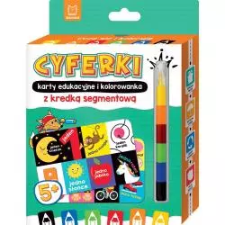 CYFERKI. KARTY EDUKACYJNE I KOLOROWANKA Z KREDKĄ SEGMENTOWĄ. UCZĘ SIĘ I KOLORUJĘ 5+ - Aksjomat