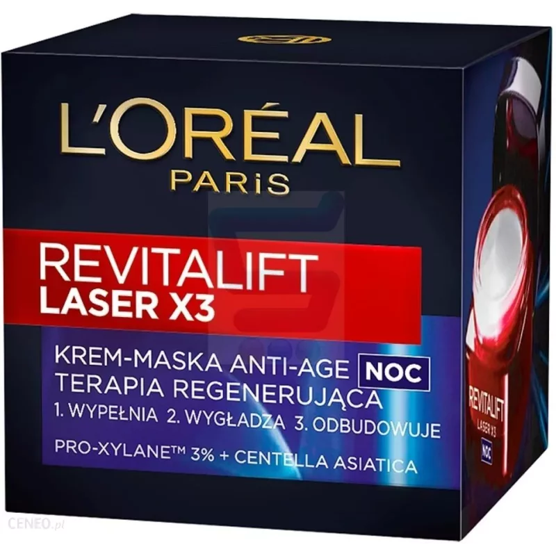 LOREAL PARIS REVITALIFT LASER 3X KREM MASKA ANTI AGE TERAPIA REGENERUJĄCA NA NOC 40+ - Loreal