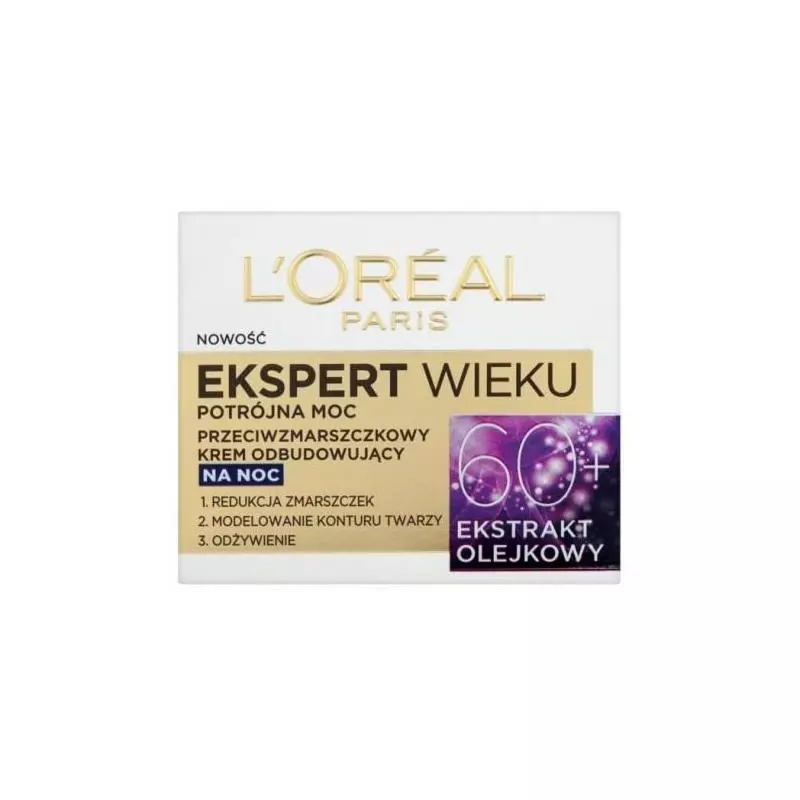 LOREAL PARIS EKSPERT WIEKU POTRÓJNA MOC PRZECIZMARSZCZKOWY KREM ODBUDOWUJĄCY NA NOC 50ML - Loreal