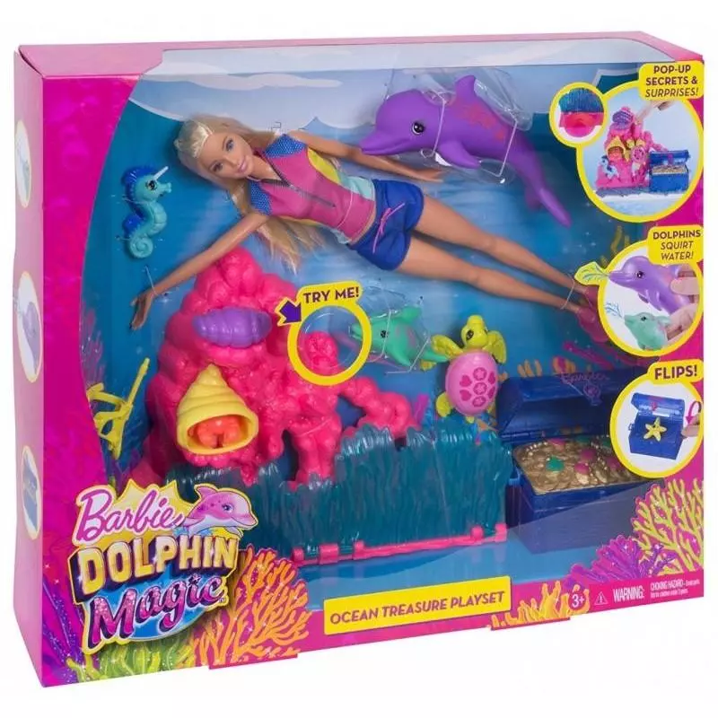 BARBIE DOLPHIN MAGIC LALKA I SKARBY OCEANU 3+ - Mattel