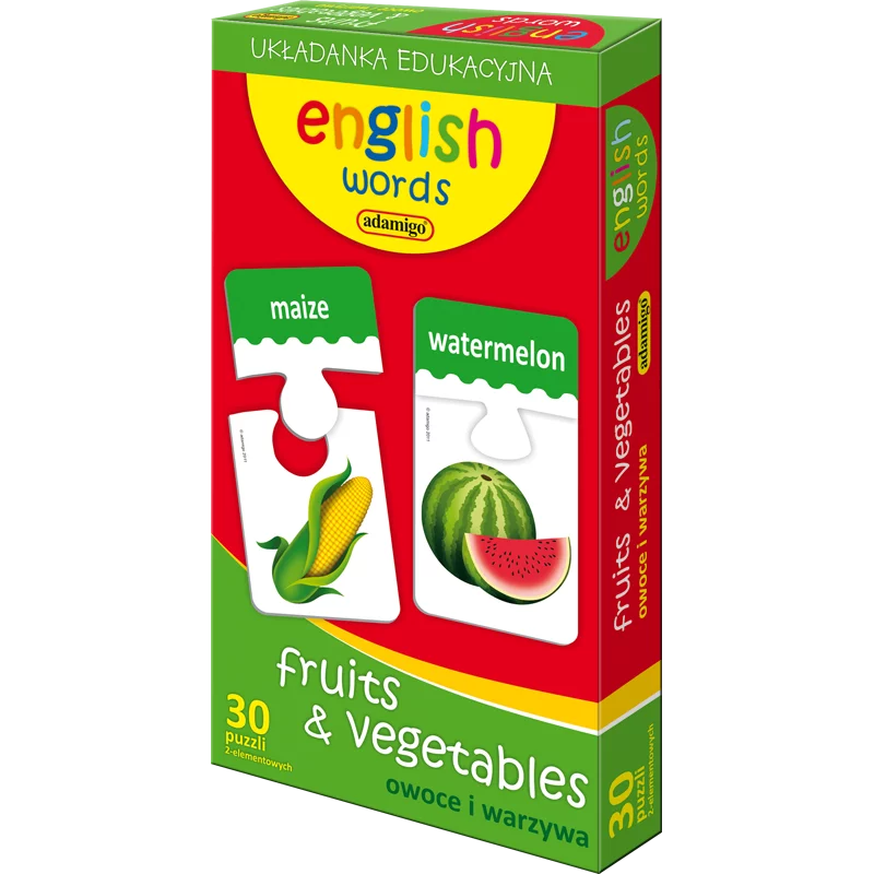 JĘZYK ANGIELSKI OWOCE I WARZYWA FRUITS AND VEGETABLES PUZZLE EDUKACYJNE 30 ELEMENTÓW 5+ - Adamigo