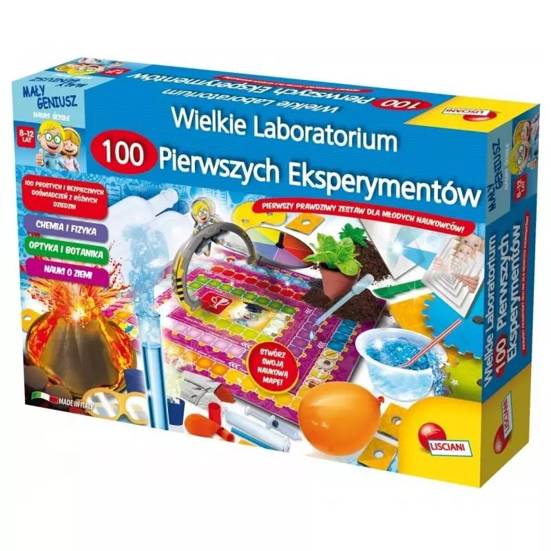 100 PIERWSZYCH EKSPERYMENTÓW MAŁY GENIUSZ WIELKIE LABORATORIUM 8-12 LAT - Lisciani