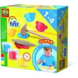 MOJA PIERWSZA CIASTOLINA Z NARZĘDZIAMI I FOREMKAMI 3 X 90 GR 1+ - SES Creative