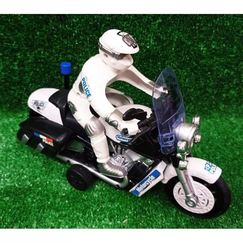 MOTOCYKL POLICYJNY ŚCIGACZ RUCHOME KOŁA GRA ŚWIECI 3+ - Lean Toys