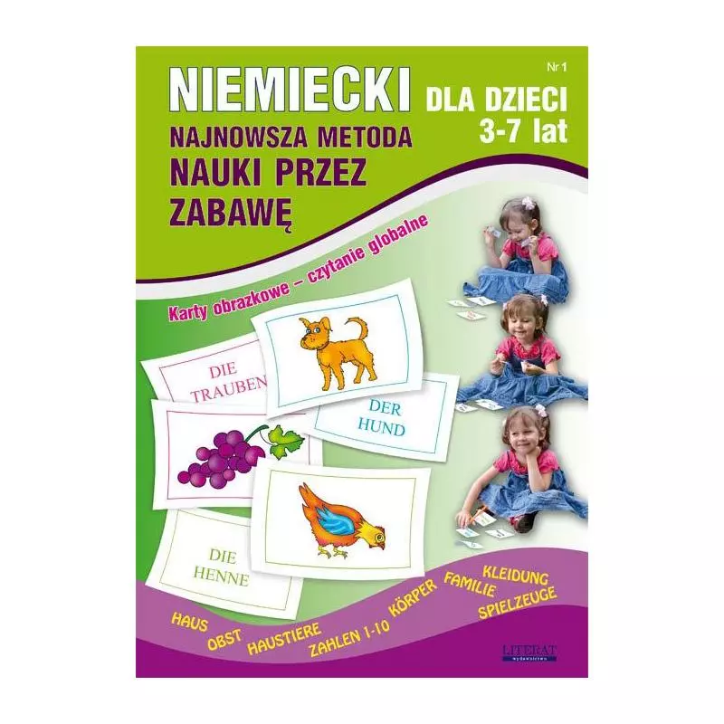 NIEMIECKI DLA DZIECI 3-7 LAT KARTY OBRAZKOWE CZYTANIE GLOBALNE Monika Basse - Literat