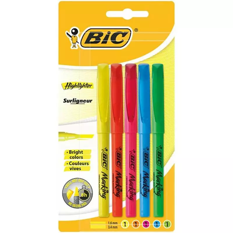 BIC HIGHLIGHTER ZAREŚLACZE 5 SZT. - BiC BIC HIGHLIGHTER ZAREŚLACZE 5 SZT. - BiC