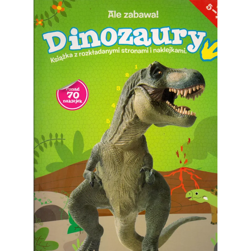 DINOZAURY KSIĄŻKA Z ROZKŁADANYMI STRONAMI I NAKLEJKAMI 5-7 LAT - Yoyo Books