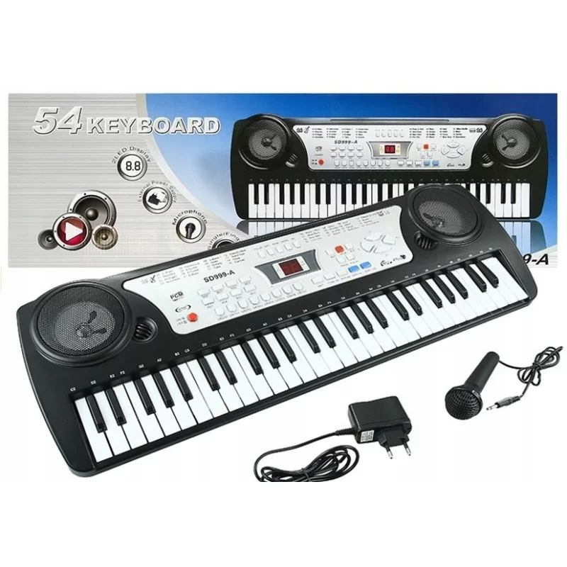 KEYBOARD WIELOFUNKCYJNY 54 KLAWISZE WYŚWIETLACZ LED 3+ - Lean Toys