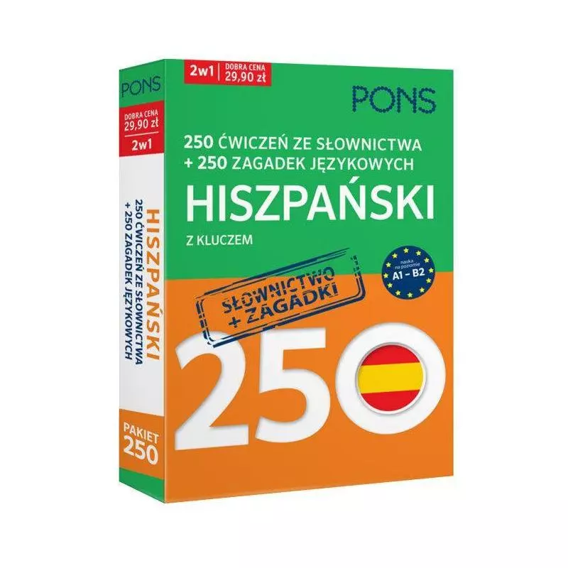 HISZPAŃSKI Z KLUCZEM 250 ĆWICZEŃ ZE SŁOWNICTWA + 250 ZAGADEK JĘZYKOWYCH - LektorKlett