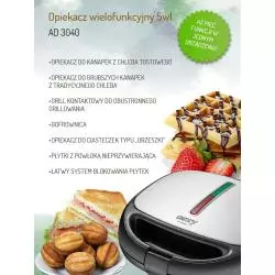 OPIEKACZ WIELOFUNKCYJNY GRILL GOFROWNICA 5W1 ADLER AD 3040 - Adler