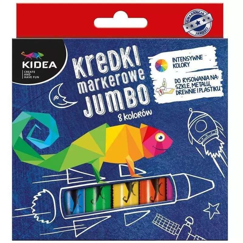 KREDKI MARKEROWE 8 KOLORÓW JUMBO KIDEA - Derform