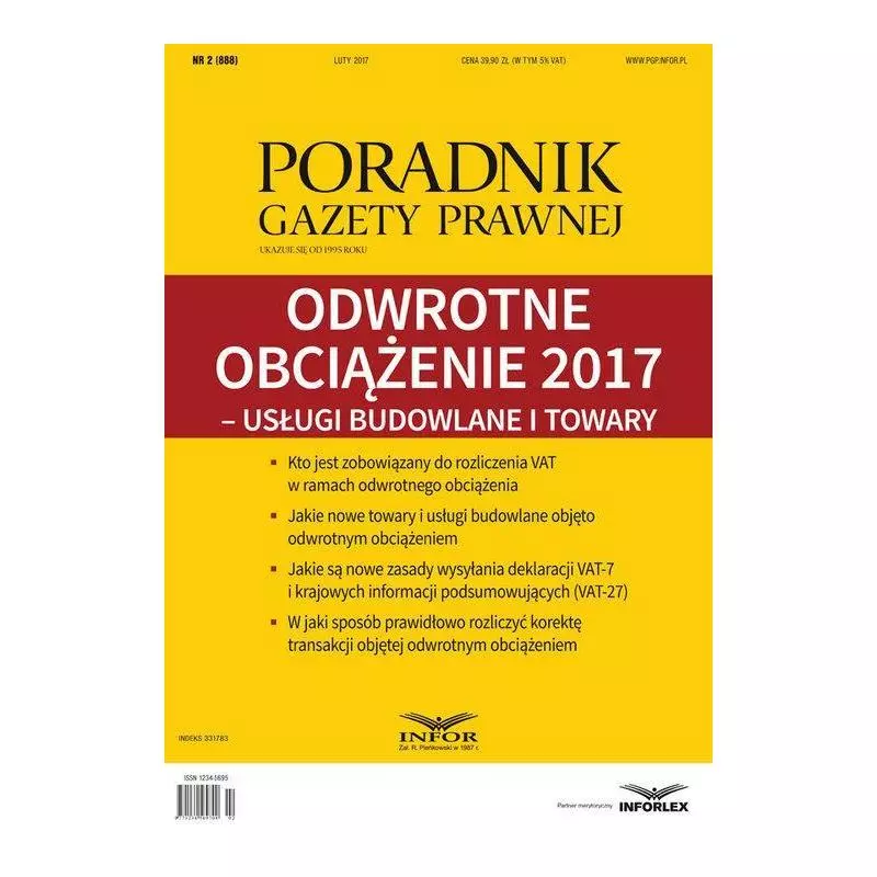 ODWROTNE OBCIĄŻENIE 2017 USŁUGI BUDOWLANE I TOWARY - Infor