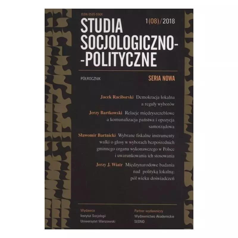 STUDIA SOCJOLOGICZNO-POLITYCZNE 1/08/2018 - Wydawnictwa Uniwersytetu Warszawskiego