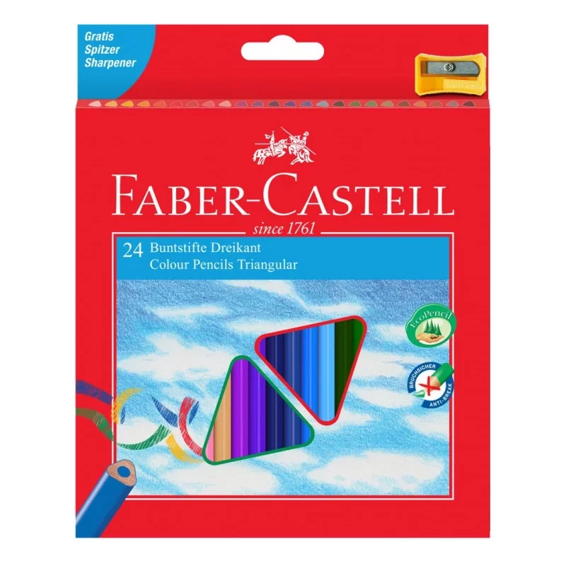 KREDKI OŁÓWKOWE 24 KOLORY + TEMPERÓWKA - Faber Castell