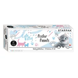 FARBY PLAKATOWE 12 KOLORÓW 20ML CUTIES KOT - Starpak