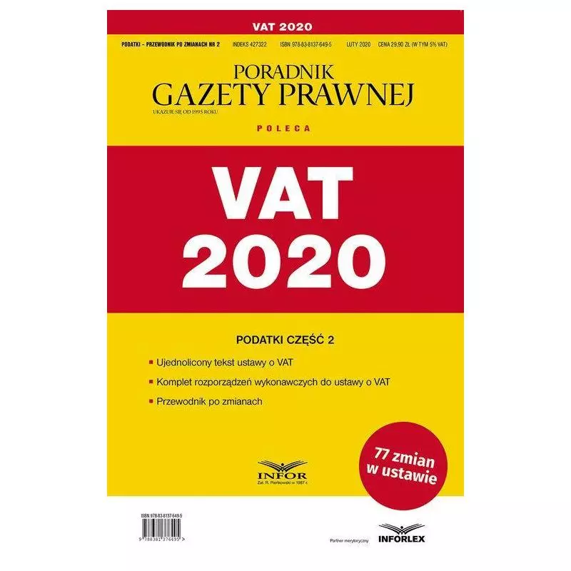 VAT 2020 PODATKI - PRZEWODNIK PO ZMIANACH 2/2020 + CD - Infor