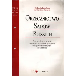 ORZECZNICTWO SĄDÓW POLSKICH 9/2010 - LexisNexis