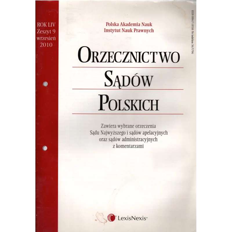 ORZECZNICTWO SĄDÓW POLSKICH 9/2010 - LexisNexis