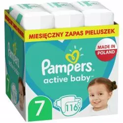 PIELUCHY PAMPERS ACTIVE BABY ROZMIAR 7 15+ KG 116 SZT.