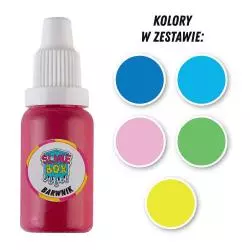 BARWNIKI W PŁYNIE 5 KOLORÓW PO 15ML NIEBIESKI + BŁĘKITNY + BABY PINK + ZIELONY + ŻÓŁTY - Slimebox