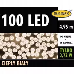LAMPKI CHOINKOWE 100 LED 4,95 M 3,72 W BARWA BIAŁA CIEPŁA BULINEX - Bulinex