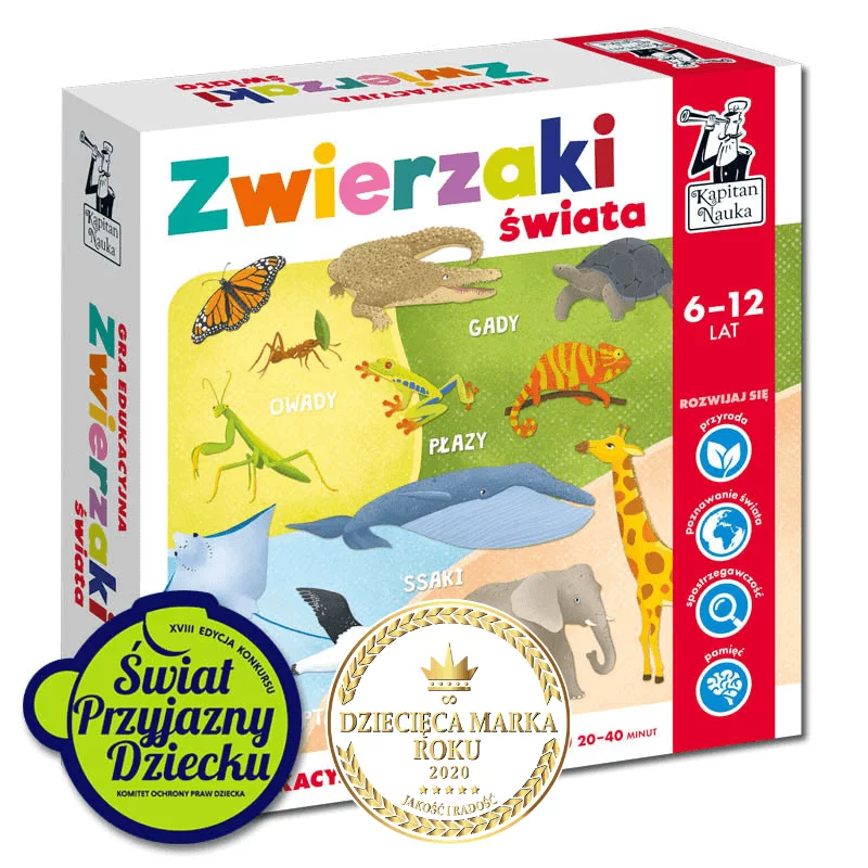 ZWIERZAKI ŚWIATA GRA EDUKACYJNA KAPITAN NAUKA 6-12 LAT - Edgard