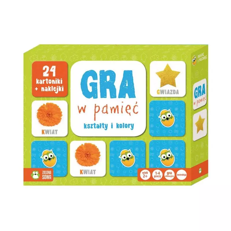 GRAM W PAMIĘĆ KSZTAŁTY I KOLORY ROSNĘ I POZNAJĘ 2+ - Zielona Sowa GRAM W PAMIĘĆ KSZTAŁTY I KOLORY ROSNĘ I POZNAJĘ 2+ - Zielona Sowa