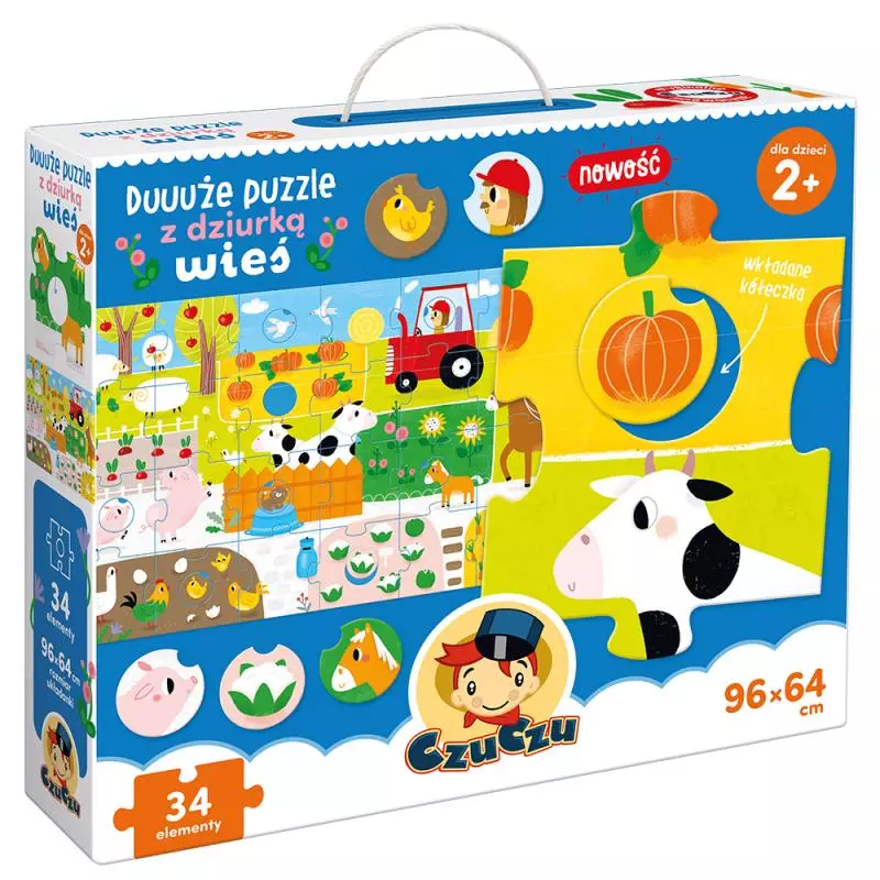WIEŚ DUUUŻE PUZZLE Z DZIURKĄ 24 ELEMENTY CZUCZU 2+ - Bright Junior Media
