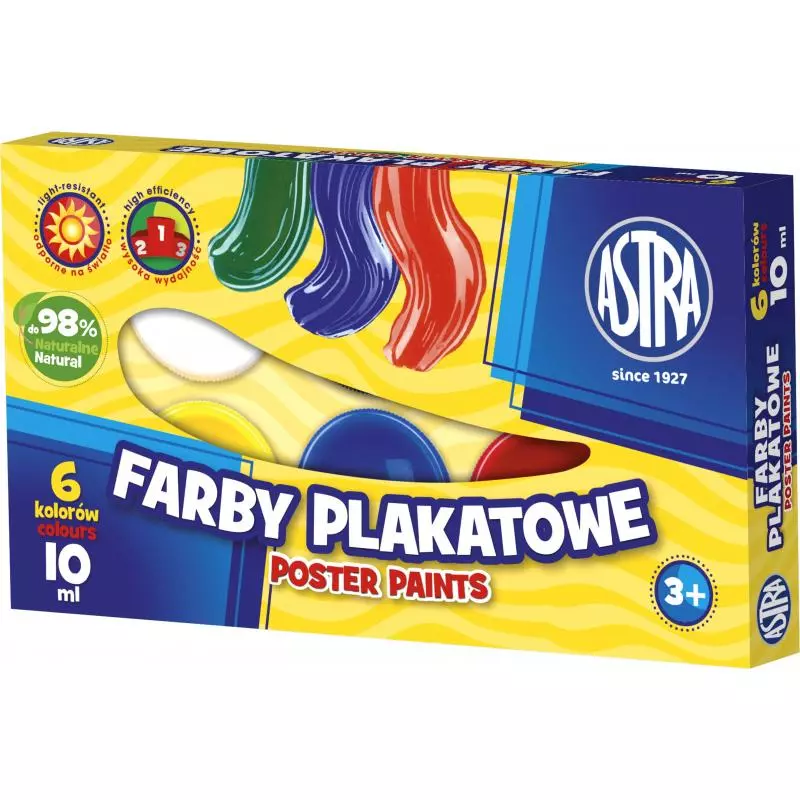 FARBY PLAKATOWE ASTRA 6 KOLORÓW 10 ML - Astra