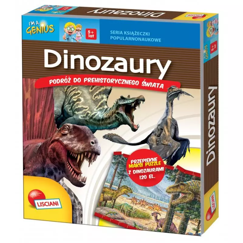 DINOZAURY PUZZLE 120 ELEMENTÓW + KSIĄŻKA 5+ - Lisciani