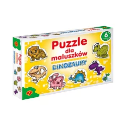 DINOZAURY PUZZLE DLA MALUSZKÓW 6 WZORÓW 27 ELEMENTÓW 2+ - Alexander