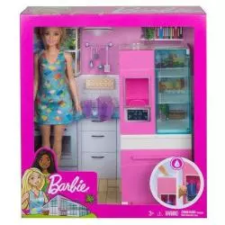 LALKA BARBIE ZESTAW Z MEBLAMI I AKCESORIAMI KUCHENNYMI 3+