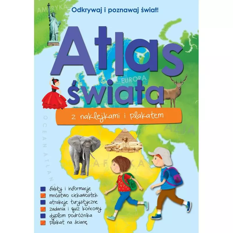 ATLAS ŚWIATA Z NAKLEJKAMI I PLAKATEM - Wilga