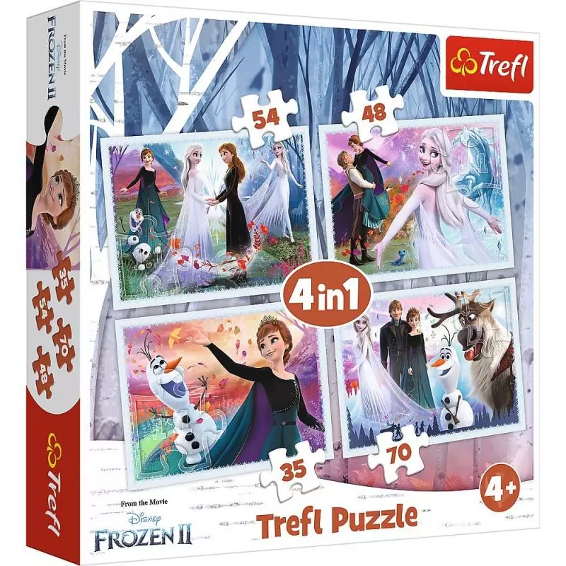 W MAGICZNYM LESIE PUZZLE 4W1 35 + 48 + 54 + 70 ELEMENTÓW KRAINA LODU DISNEY 4+ - Trefl