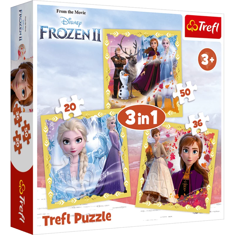 MOC ANNY I ELSY FROZEN PUZZLE 3W1 20 + 36 + 50 ELEMENTÓW 3+ - Trefl