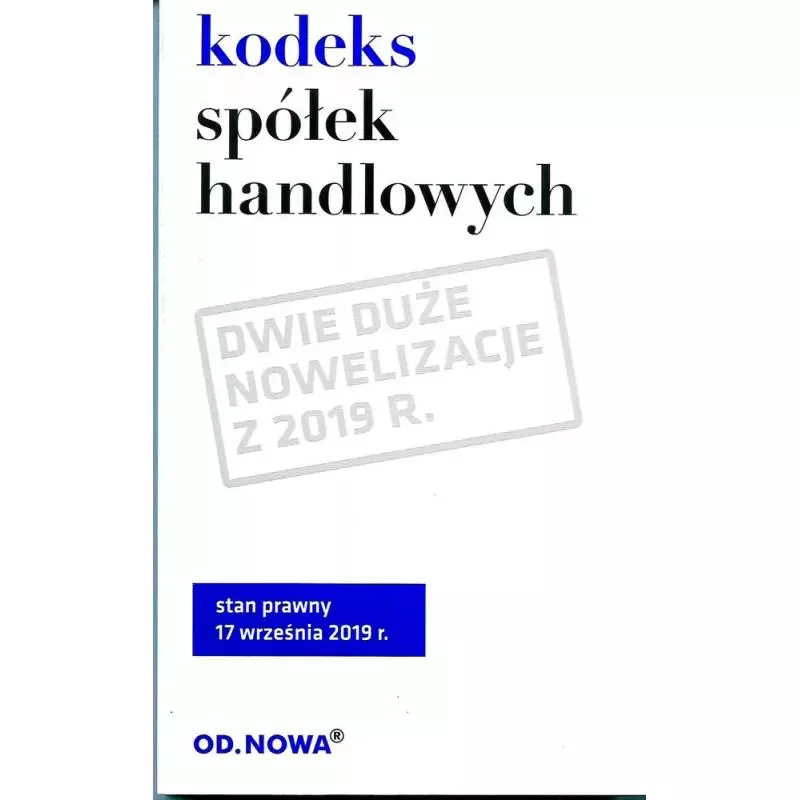 KODEKS SPÓŁEK HANDLOWYCH 08.2019 - od.nowa