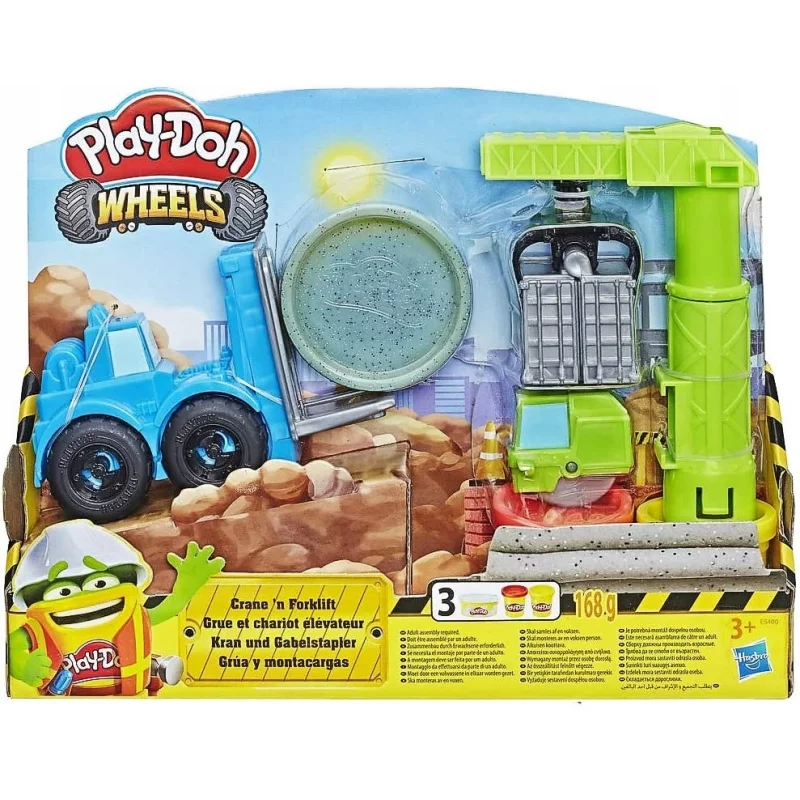 DŹWIG I WÓZEK WIDŁOWY WHEELS ZESTAW KREATYWNY PLAY DOH 3+ - Hasbro