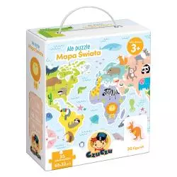 ALE PUZZLE MAPA ŚWIATA 35 ELEMENTÓW CZUCZU 3+ - Bright Junior Media