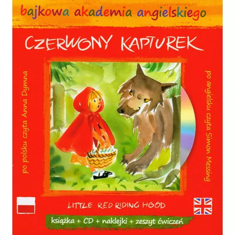 CZERWONY KAPTUREK BAJKOWA AKADEMIA ANGIELSKIEGO + NAKLEJKI + ZESZYT ĆWICZEŃ + CD Simon Messing - Ringier Axel Springer