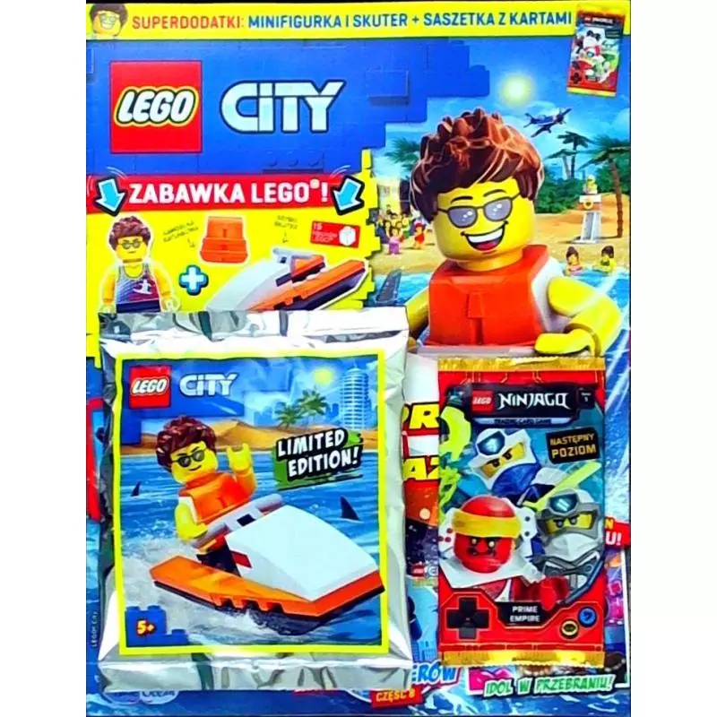 LEGO CITY GAZETKA + SUPER DODATKI: CELEBRYTA I JEGO SKUTER WODNY + SASZETKA Z KARTAMI 5+ - Blue Ocean
