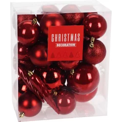 BOMBKI OZDOBY SWIATECZNE 31 SZT. CZERWONE - Panon