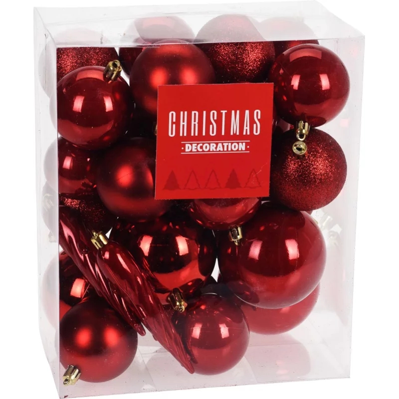 BOMBKI OZDOBY SWIATECZNE 31 SZT. CZERWONE - Panon