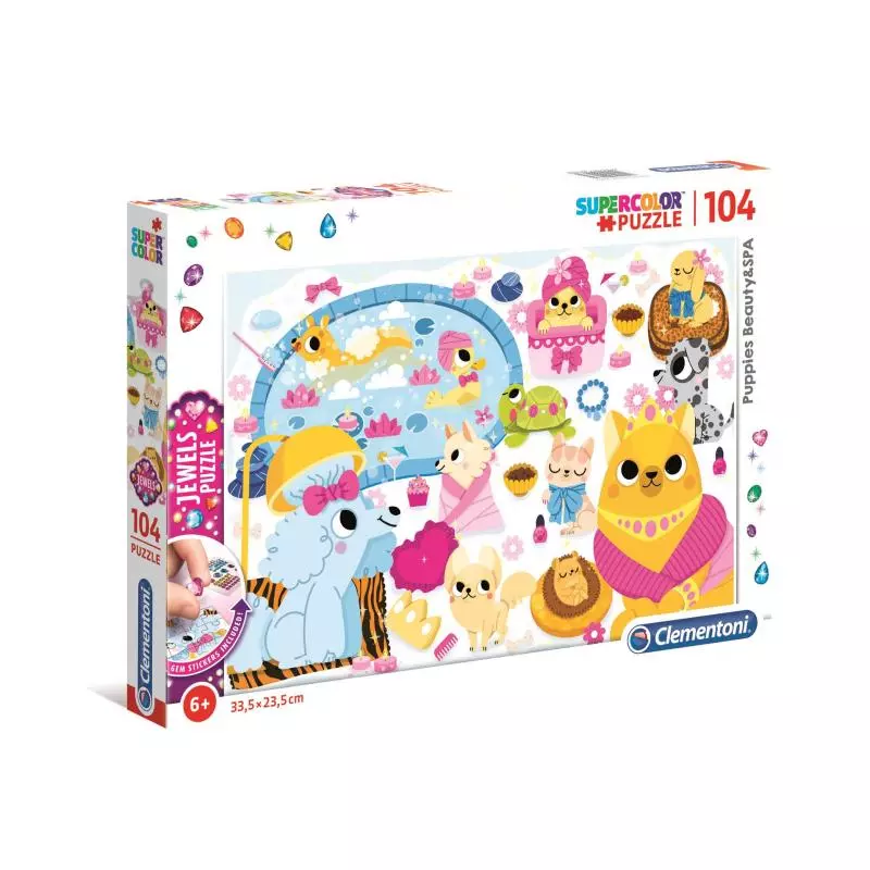 JEWELS PUPPIES BEAUTY PUZZLE SUPERCOLOR 104 ELEMENTY 6+ - Clementoni