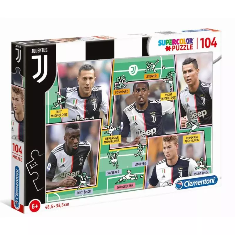 JUVENTUS PUZZLE SUPERCOLOR 104 ELEMENTY 6+ - Clementoni