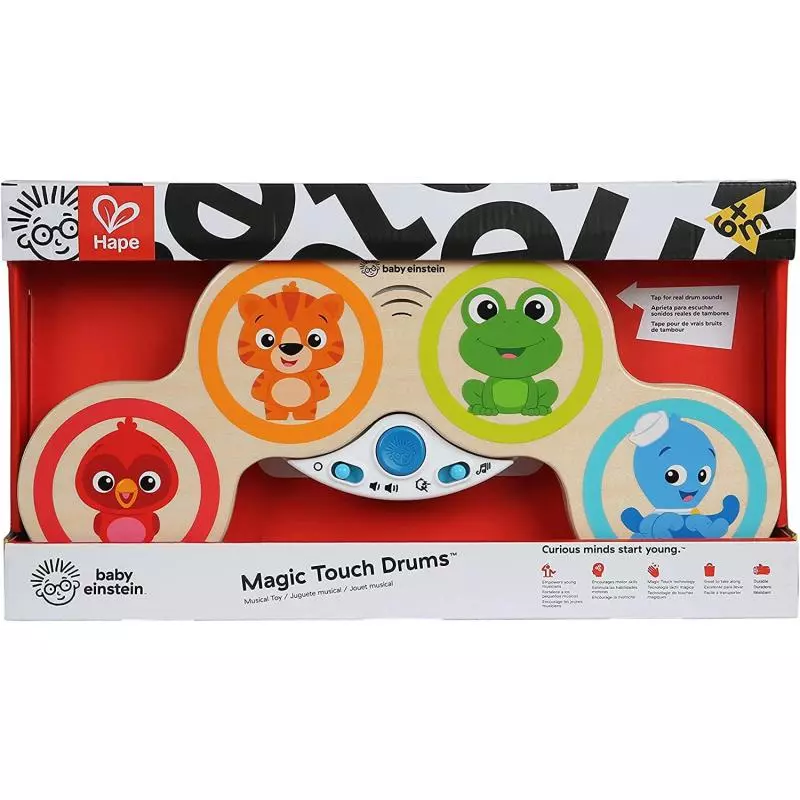 DREWNIANE MAGICZNE DOTYKOWE BĘDENKI BABY EINSTEIN HAPE 6M+ - Hape