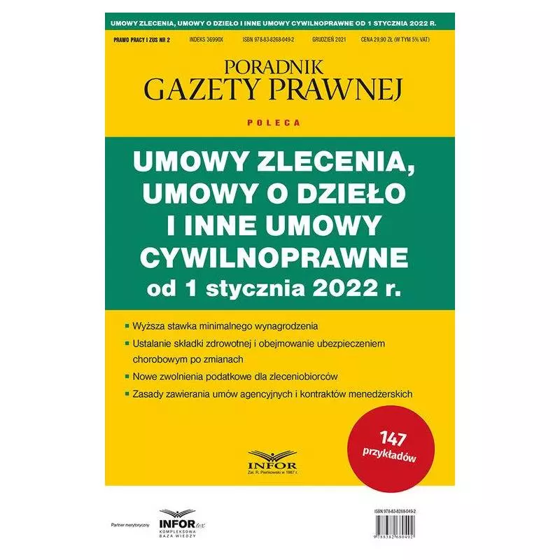 UMOWY ZLECENIA, UMOWY O DZIEŁO I INNE UMOWY CYWILNOPRAWNE OD 1 STYCZNIA 2022 R. - Infor