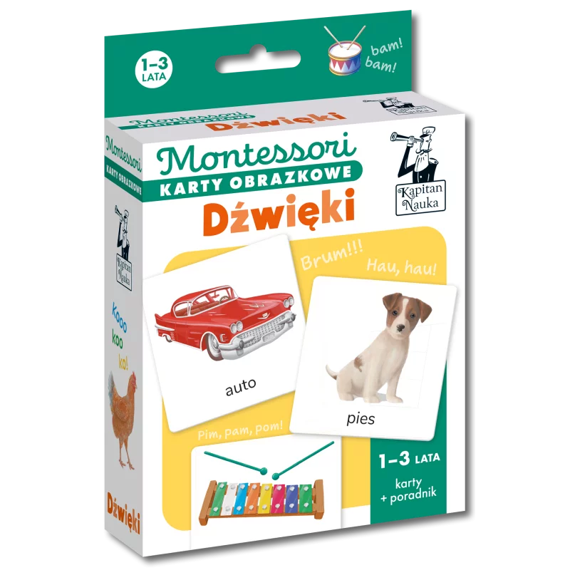 DŹWIĘK. MONTESSORI KARTY OBRAZKOWE KAPITAN NAUKA 1-3 LATA) - Edgard