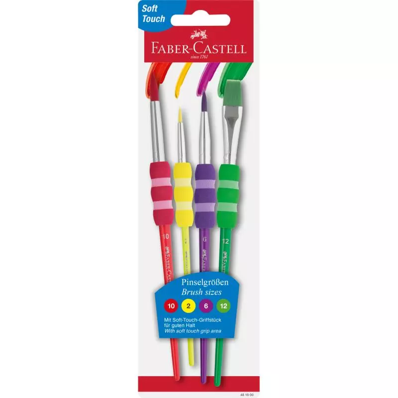 PĘDZLE DO FARB Z UCHWYTEM 4SZT. FABER CASTELL - Faber Castell PĘDZLE DO FARB Z UCHWYTEM 4SZT. FABER CASTELL - Faber Castell