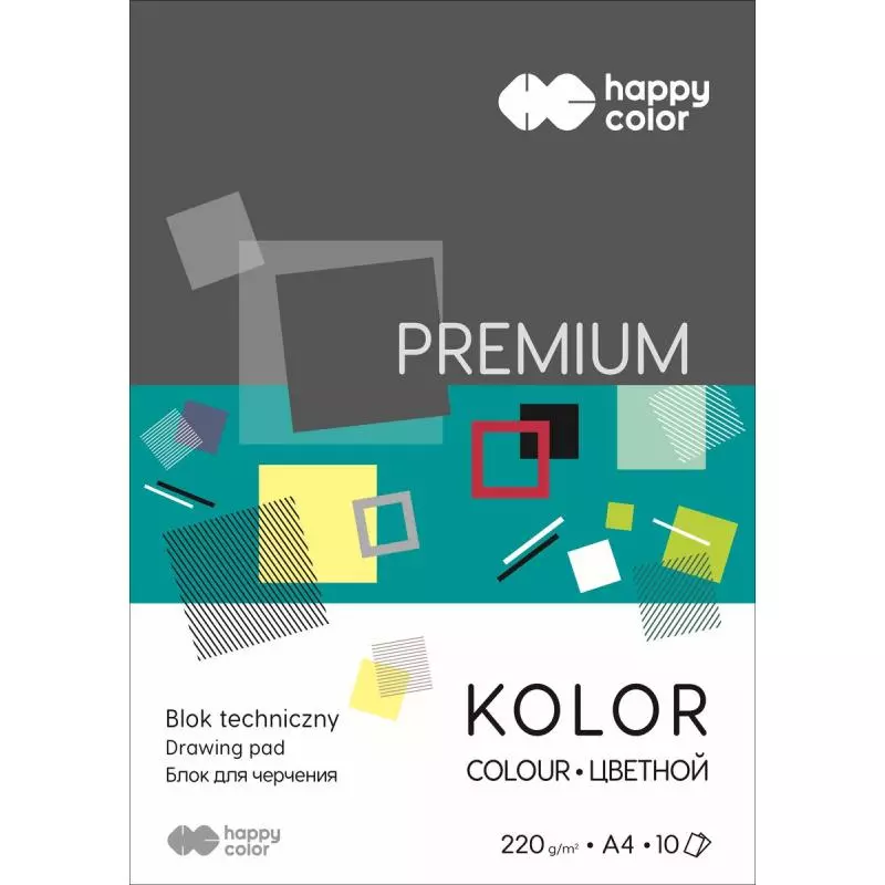 BLOK TECHNICZNY Z KOLOROWYMI KARTKAMI 10 KARTEK A4 - Happy Color